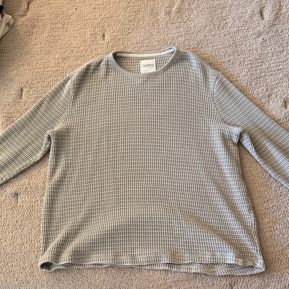 UpWest Gray Waffle Knit Crewneck Sweater